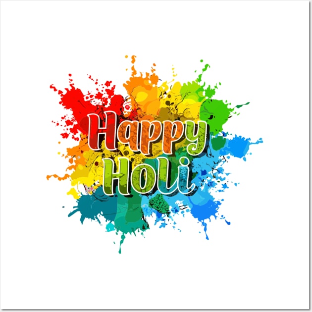 Happy Holi Celebration India Hindu Matching Men Women Kids Wall Art by AimArtStudio